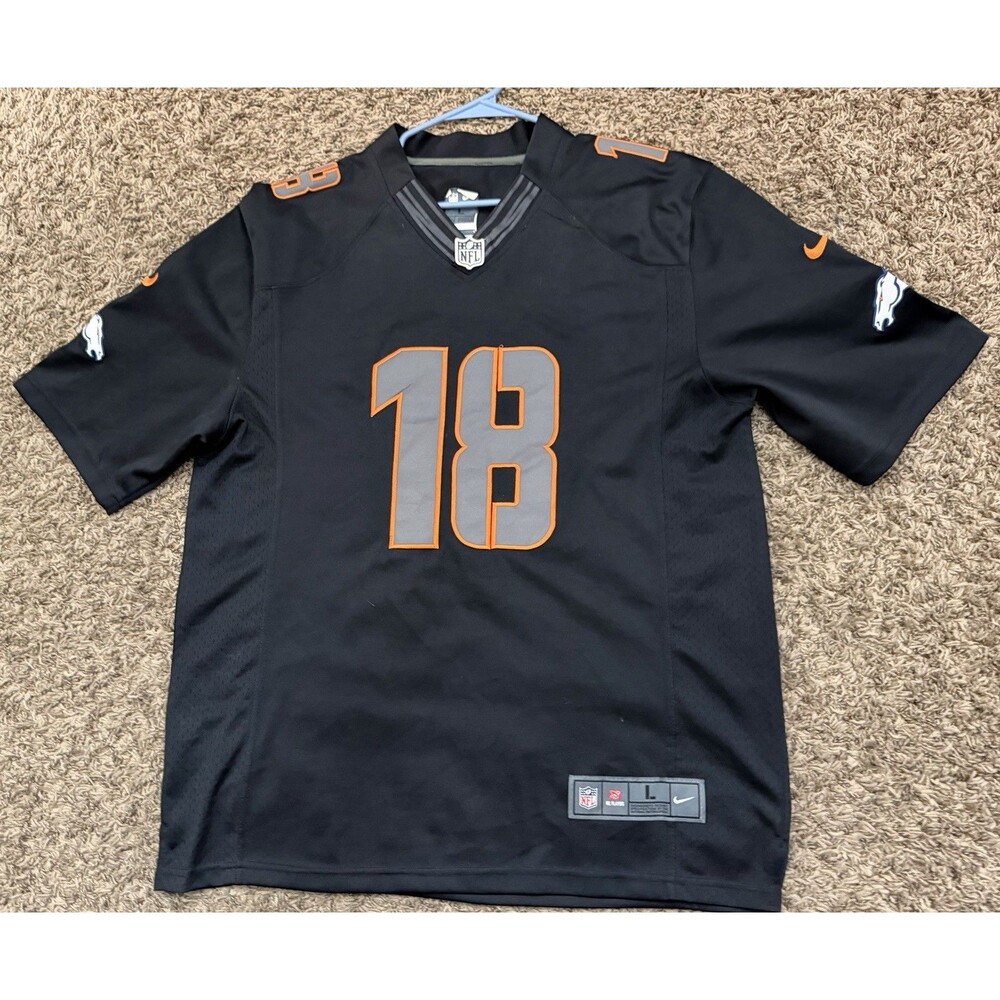 Nike Denver Broncos Peyton Manning On Field Jersey Blackout Stitch #18 Sz Large